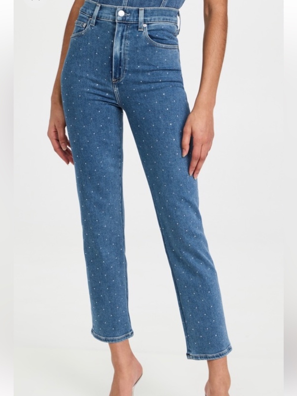 Le Jean high rise Sabine straight 26 embellished crystal jewel rhinestone